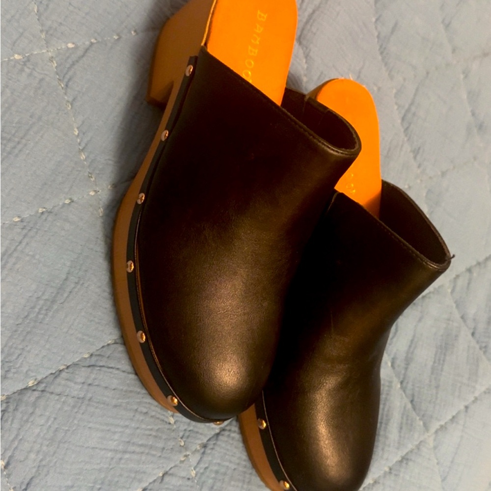 Black bamboo clogs- gently used (worn twice).